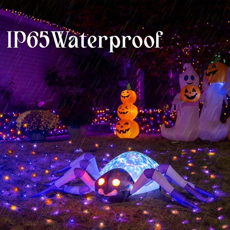 Selarlyt 2-Pack 400LED Solar Halloween Lights，Orange& Purple String Lights，Solar Fairy Lights with 8 Modes, Halloween Lights Outdoor Waterproof for Bedroom Patio Garden Party Yard Decoration - Image 3